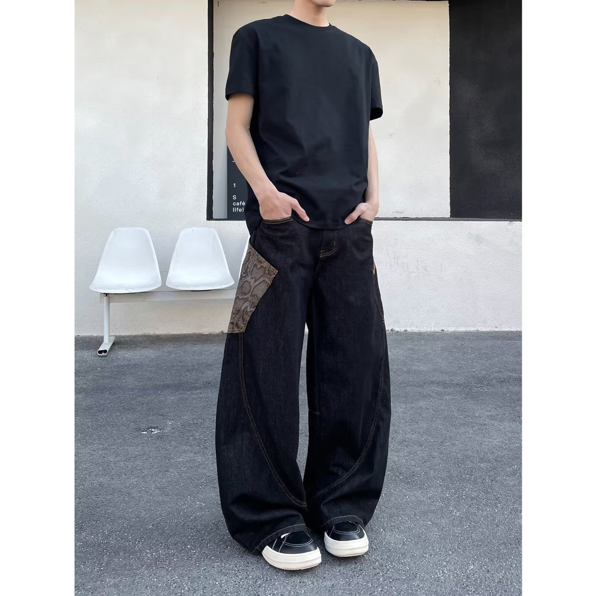 Men's Letter Print Denim Jeans | PolarNut