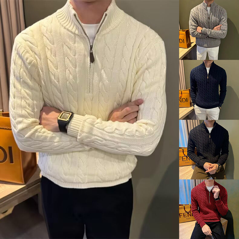 Men's Cable Knit Half-Zip Sweater