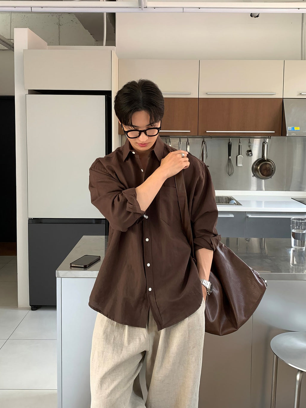 Brown long-sleeve shirt