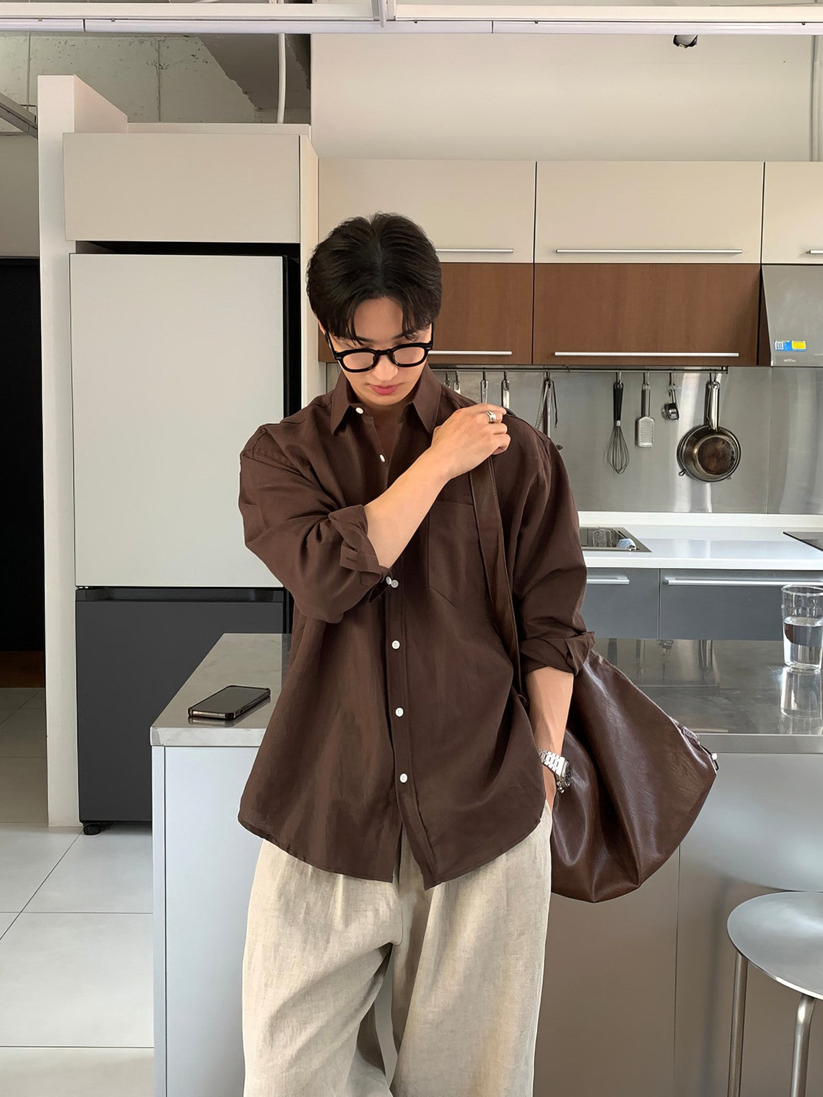Brown long-sleeve shirt