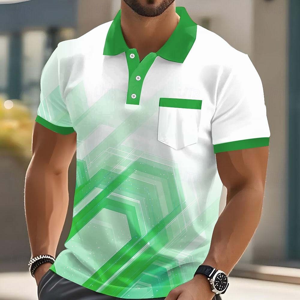 Geometric Print Men's Polo Shirt