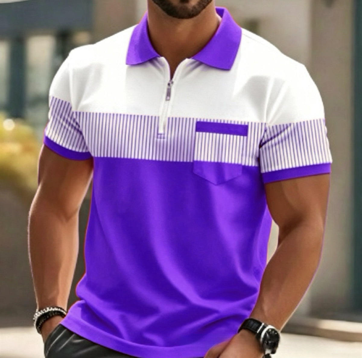 Men's Striped Polo Shirt