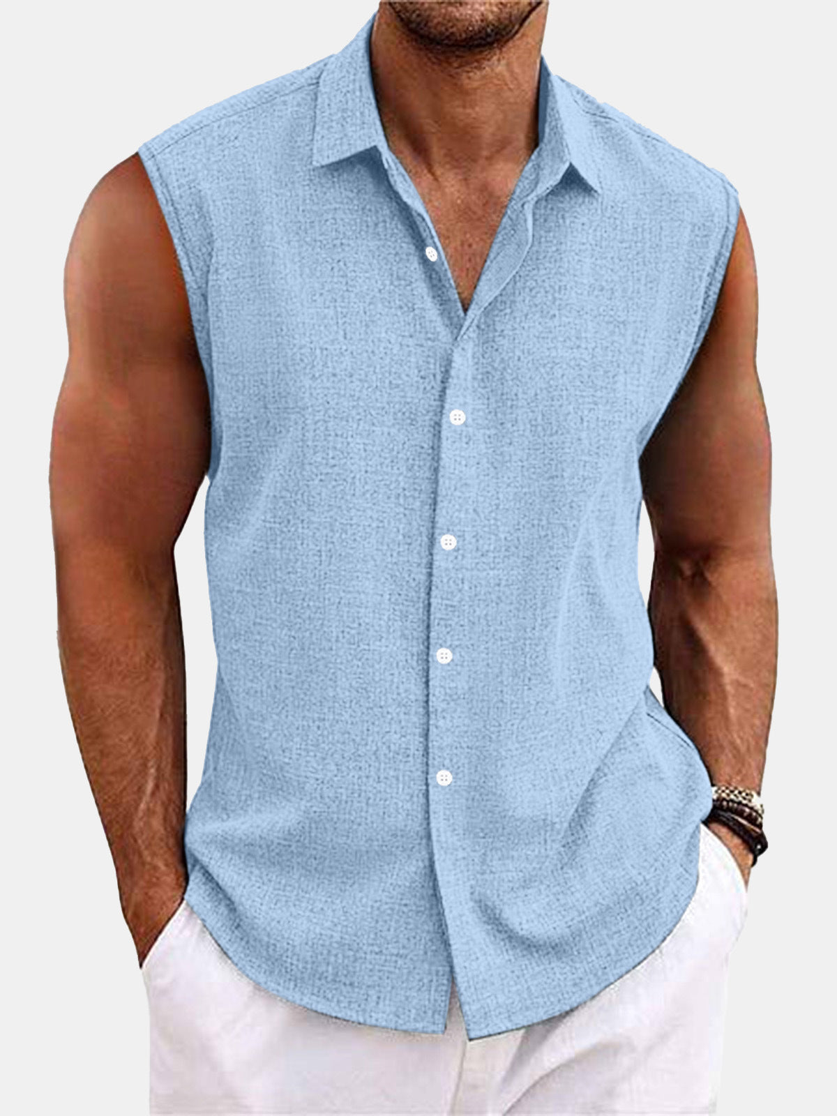 Linen Sleeveless Shirt