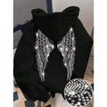 Rhinestone Wings Hoodie Long Sleeve Pullover | PolarNut