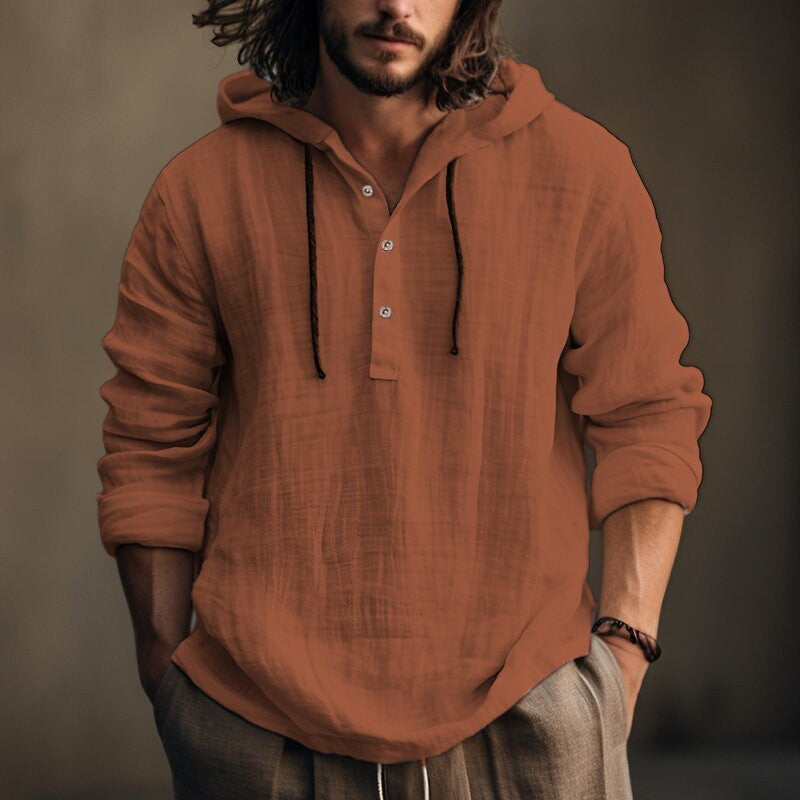 Cotton Linen Hooded Shirt