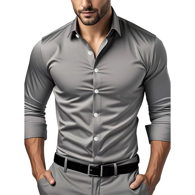 Lapel Dress Shirts Long Sleeve