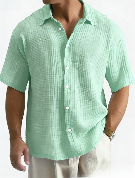 Men's Loose Fit Cotton Short Sleeve Shirt