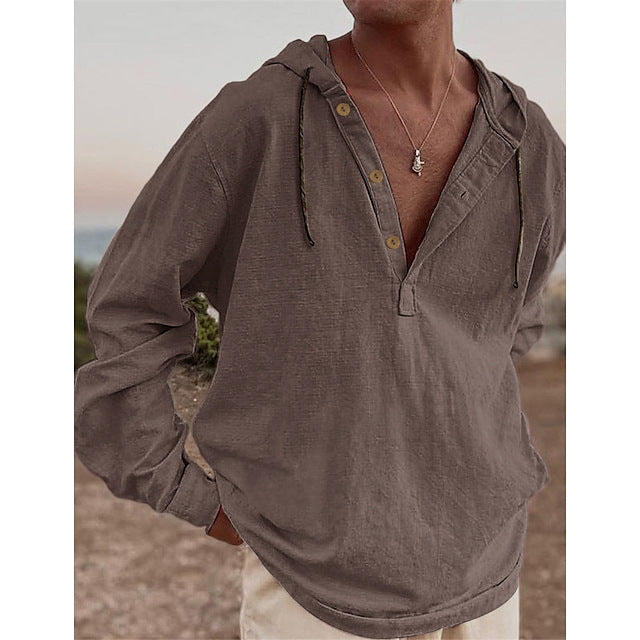 Cotton Linen Hooded Shirt
