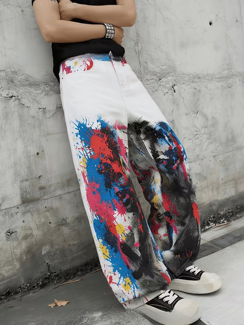 Cowboy Men's  Graffiti Oil Painting Printed Loose | PolarNut