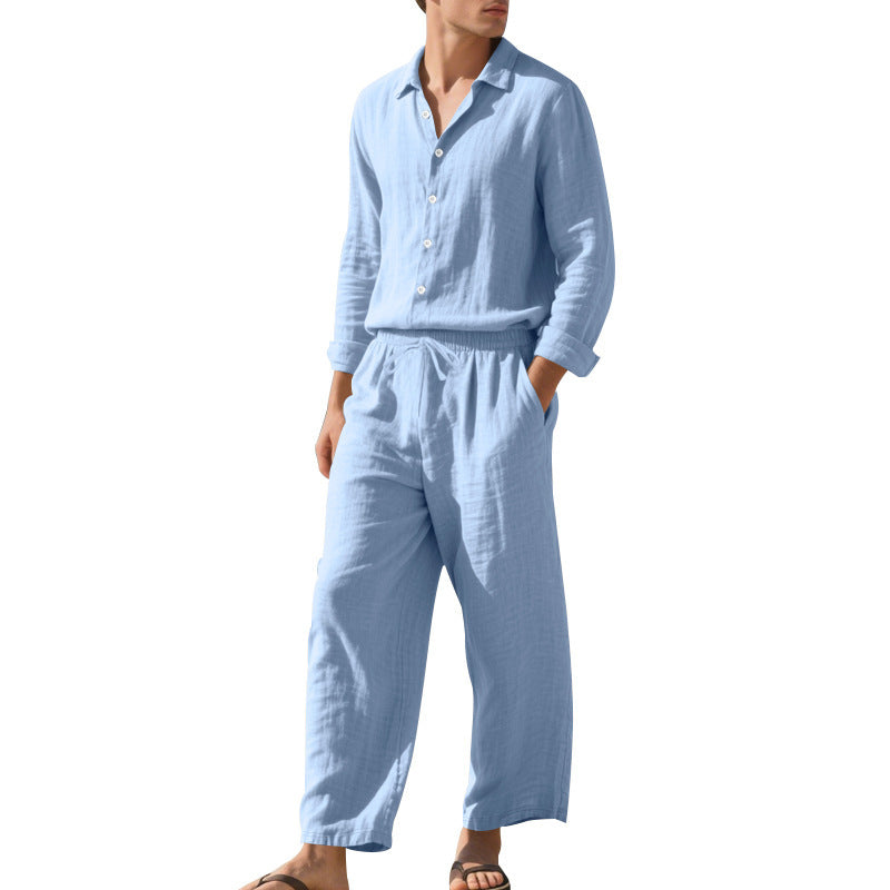 Casual Linen Shirt and Trousers Set