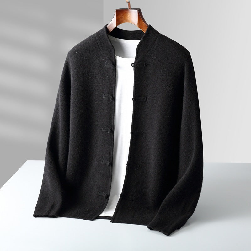 Mens Chinese Style Wool Cardigan