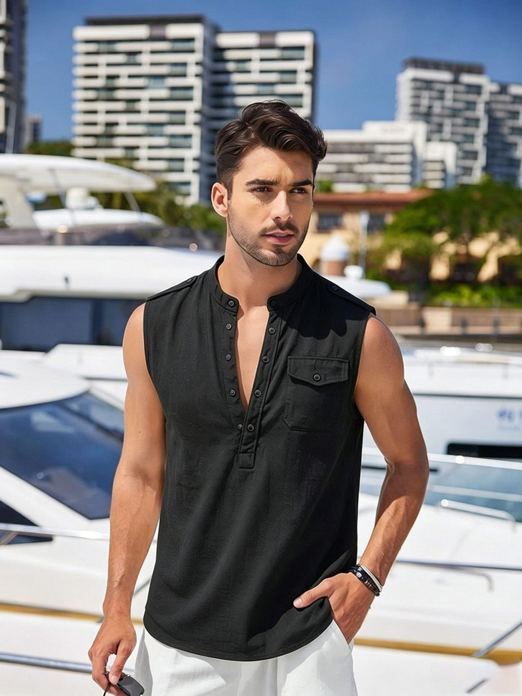 Linen Sleeveless Vest  | PolarNut