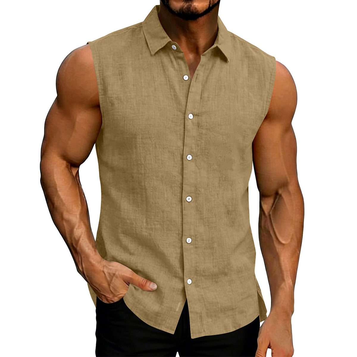 Linen Sleeveless Shirt