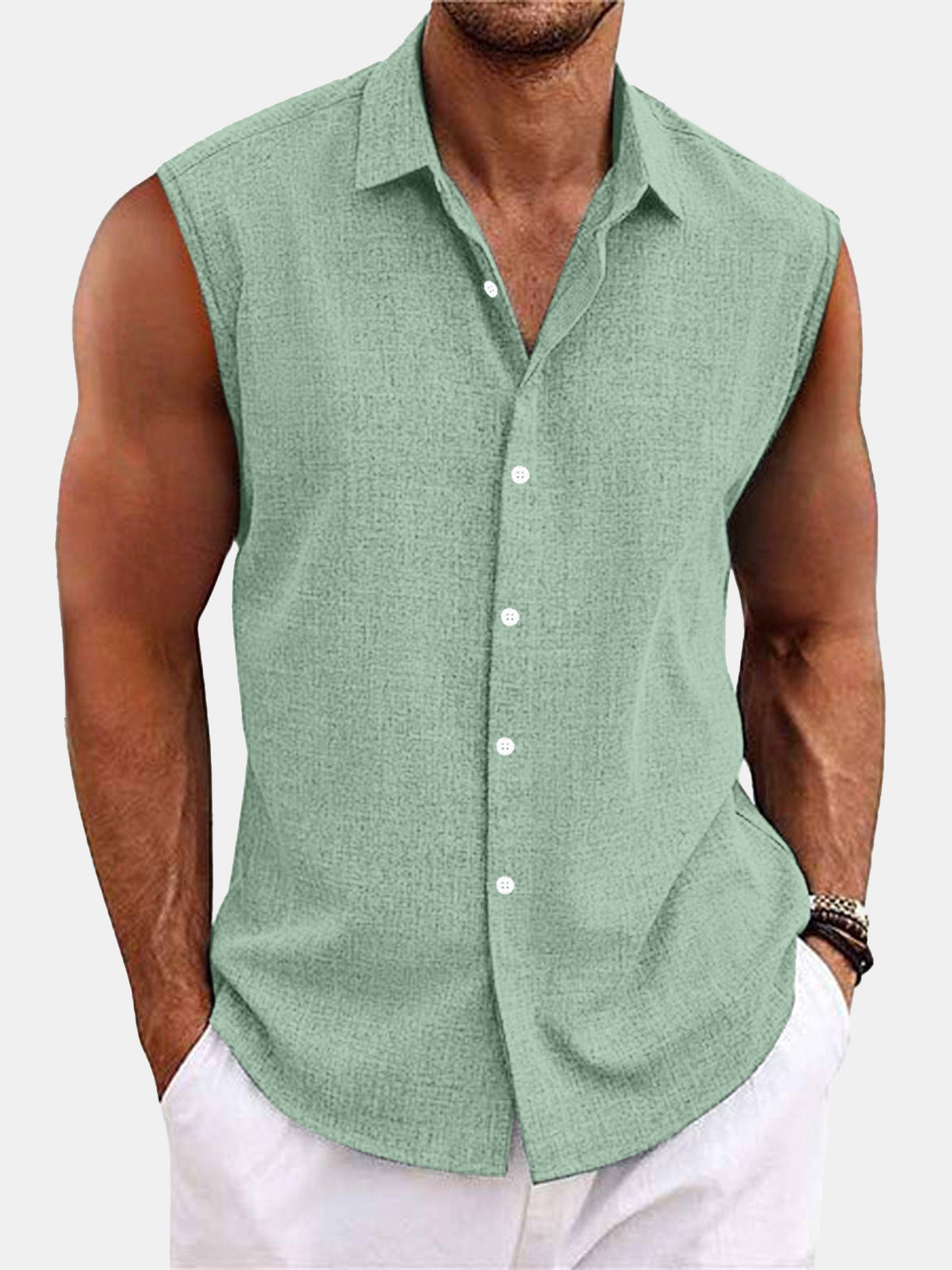Linen Sleeveless Shirt