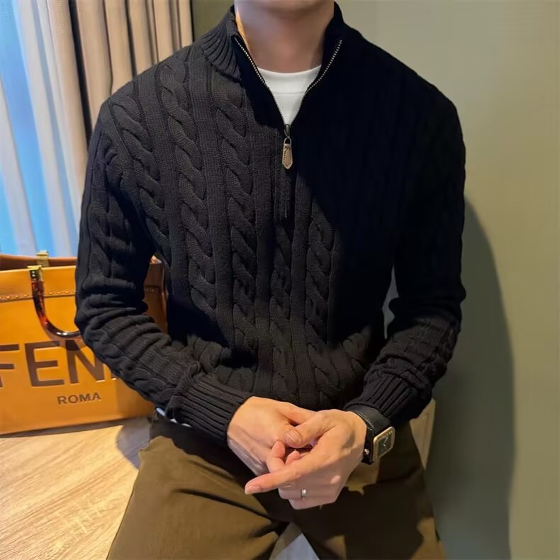 Men's Cable Knit Half-Zip Sweater