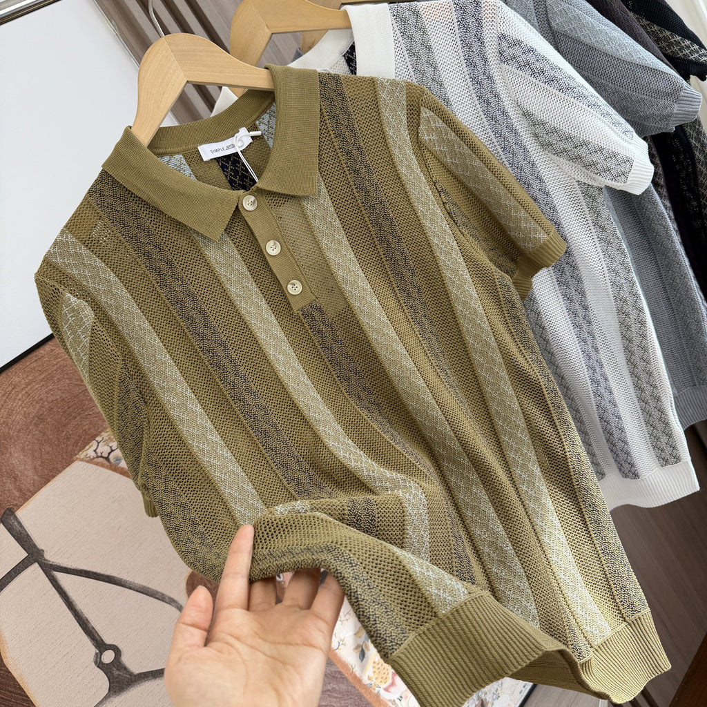 Men's Jacquard Knit  Polo Shirt