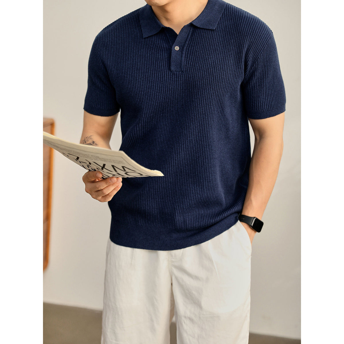 Men's Slim Fit V-Neck Polo Shirt