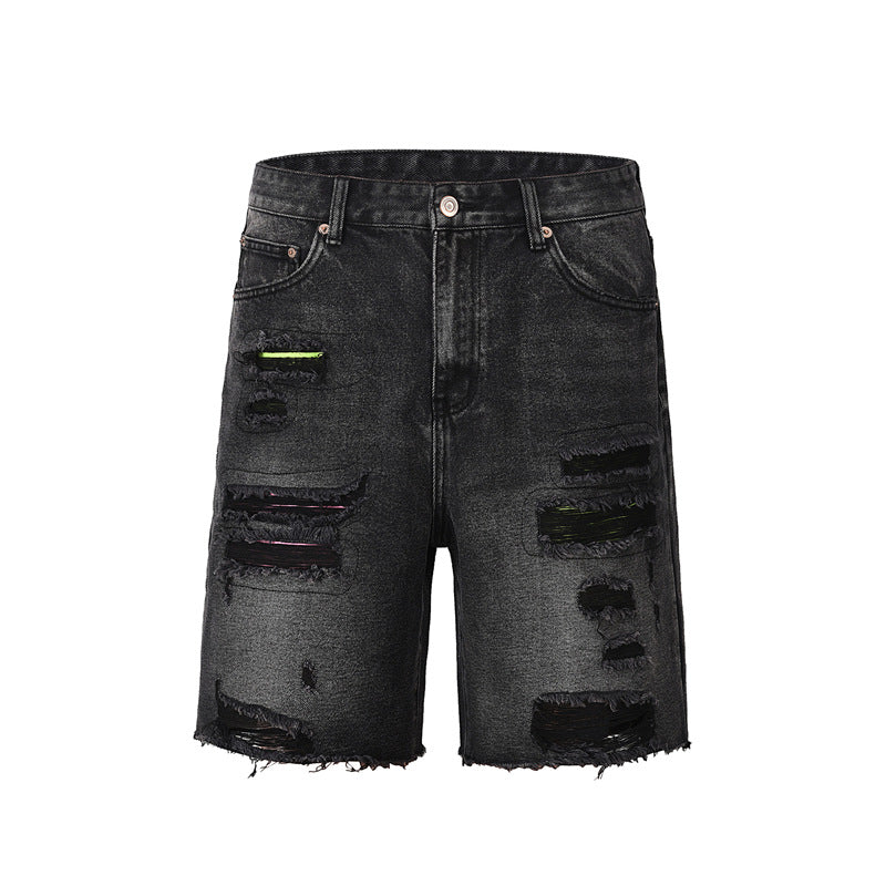 Distressed Patchwork Denim Jeans | Shorts | | PolarNut