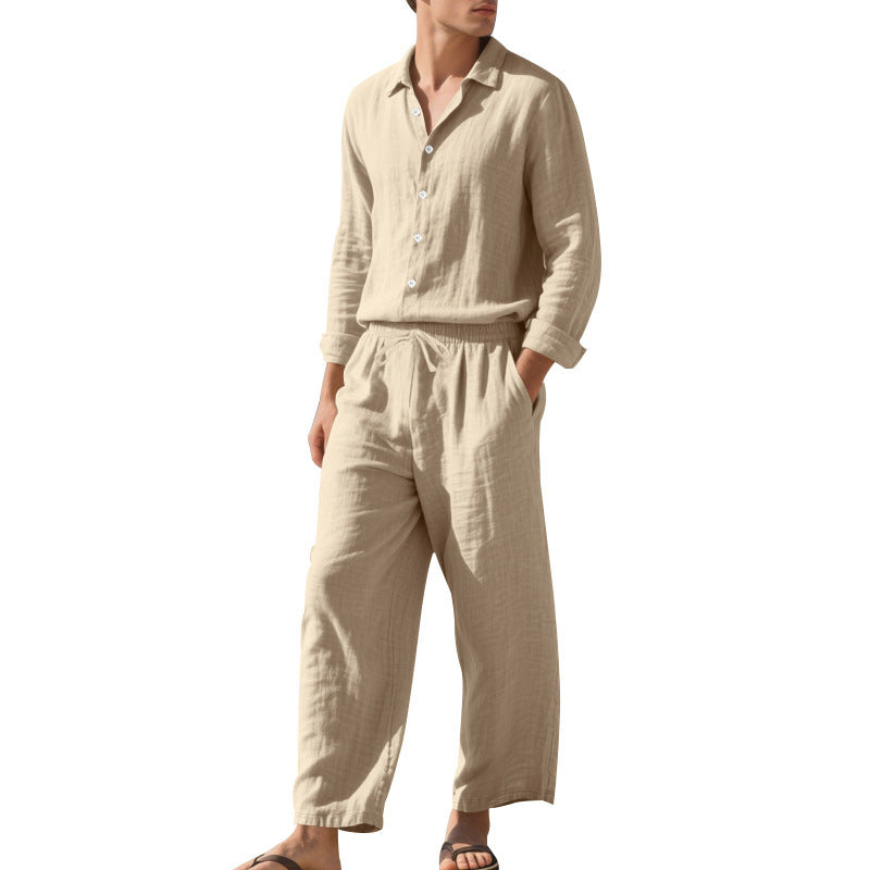 Casual Linen Shirt and Trousers Set