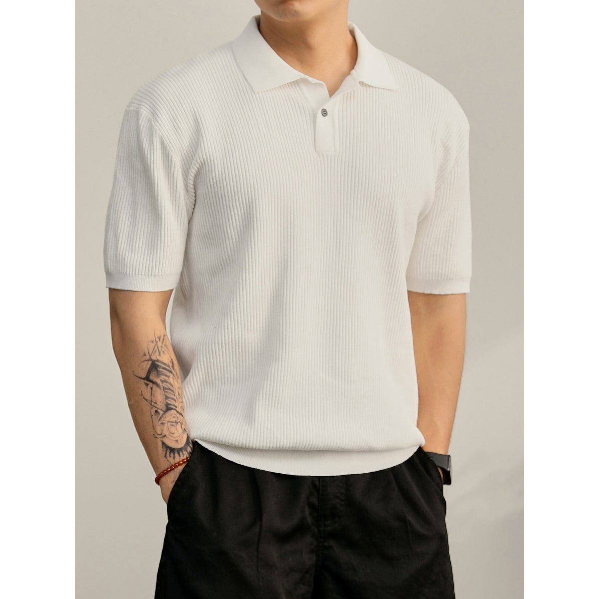 Men's Slim Fit V-Neck Polo Shirt