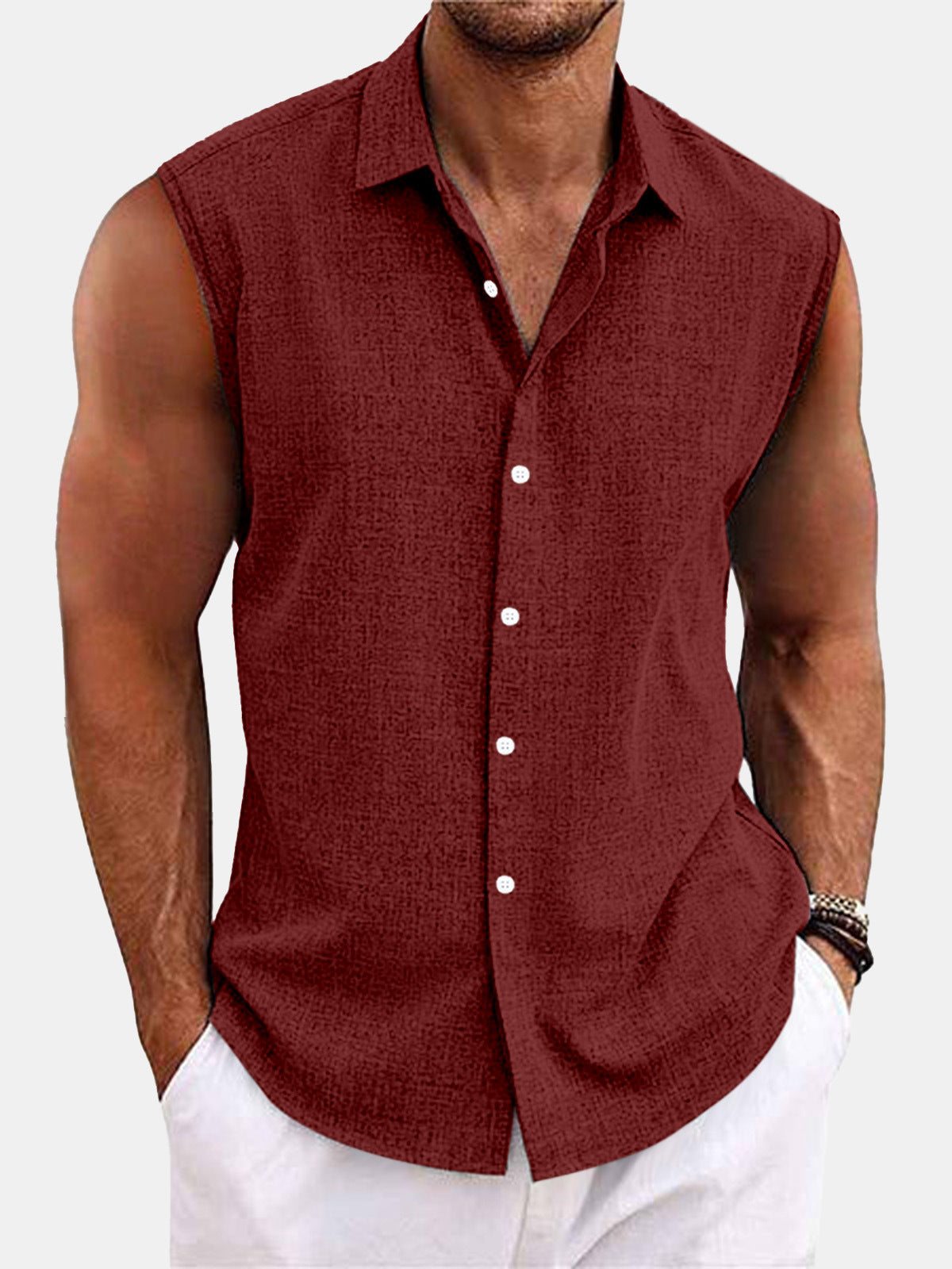 Linen Sleeveless Shirt