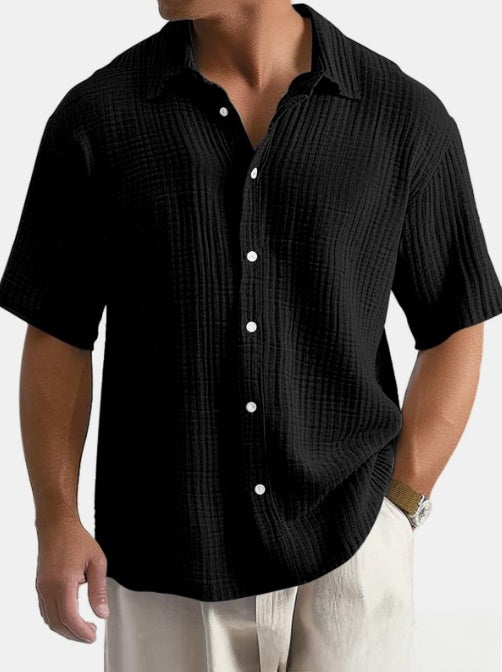 Men's Loose Fit Cotton Short Sleeve Shirt