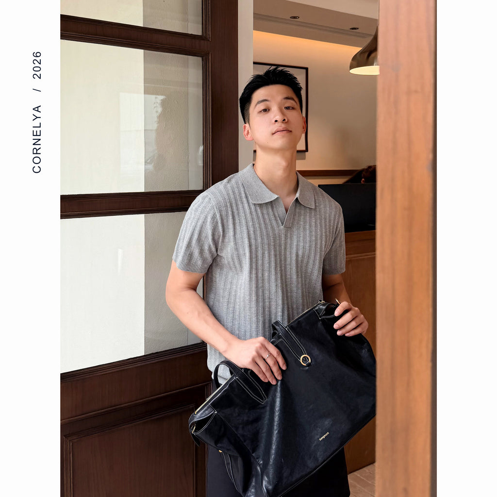 Textured Knitted Polo Shirt