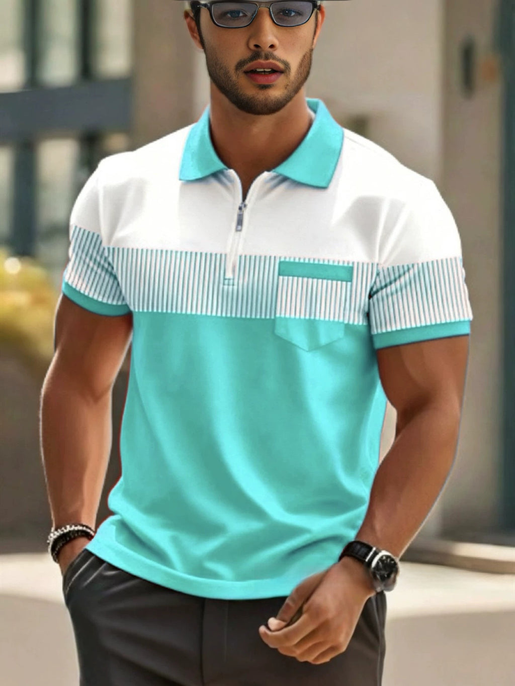 Men's Striped Polo Shirt