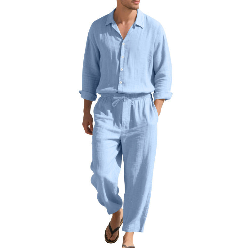 Casual Linen Shirt and Trousers Set