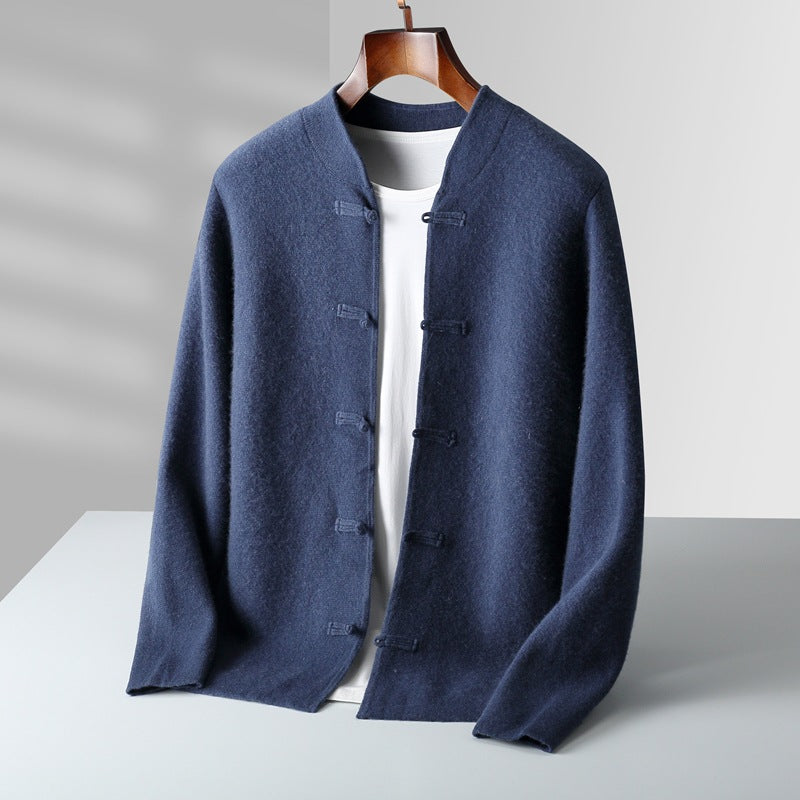 Mens Chinese Style Wool Cardigan