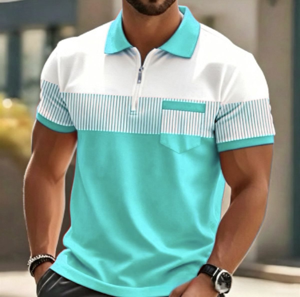 Men's Striped Polo Shirt