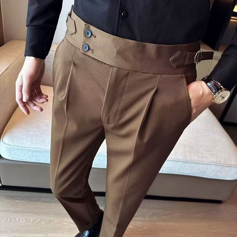 Men's Straight-Leg Suit Pants Polyester Blend