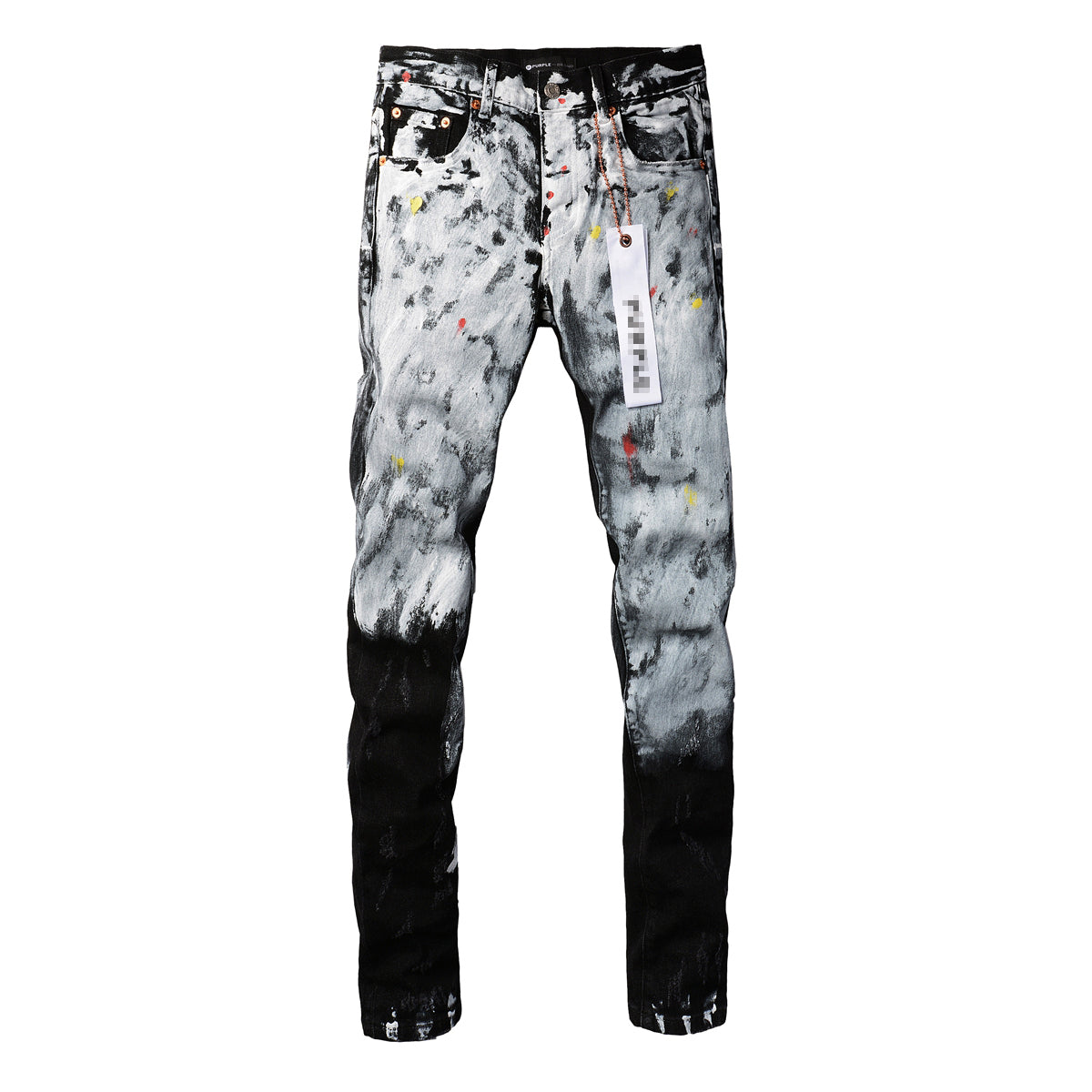 Hole-punched oil painting jeans