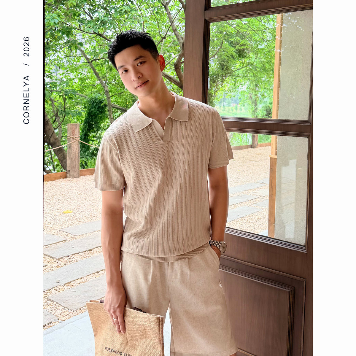 Textured Knitted Polo Shirt