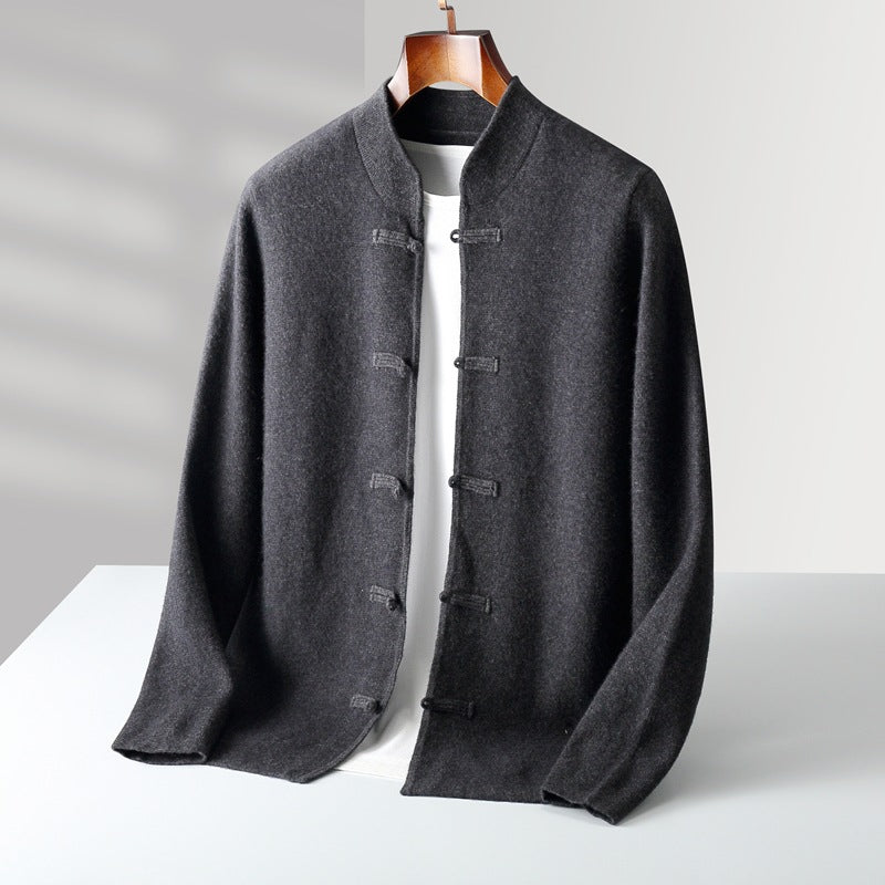 Mens Chinese Style Wool Cardigan