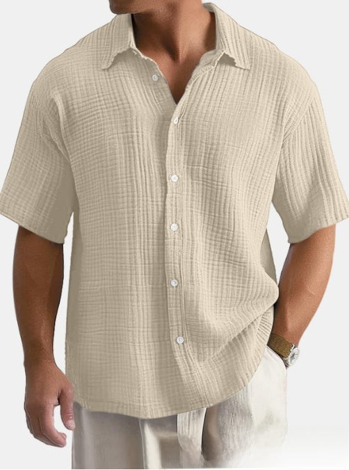 Men's Loose Fit Cotton Short Sleeve Shirt