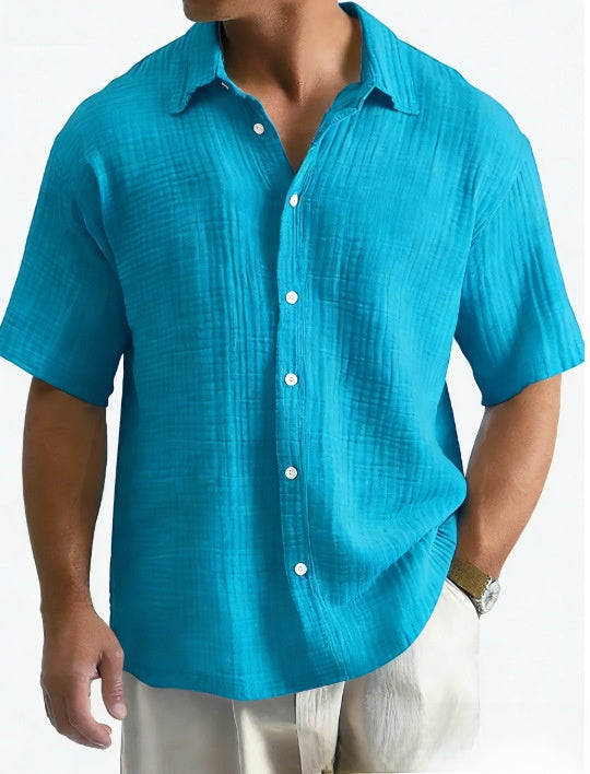 Men's Loose Fit Cotton Short Sleeve Shirt