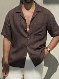 Linen Cuban Collar Short Sleeve Shirt