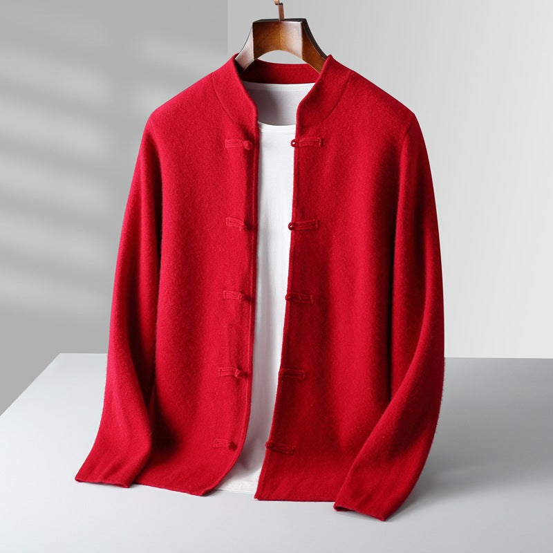 Mens Chinese Style Wool Cardigan