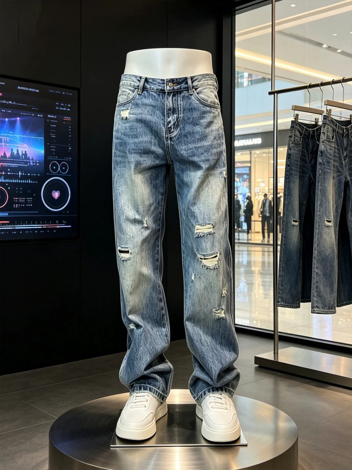 Slim-Fit Ripped Denim Pants | PolarNut