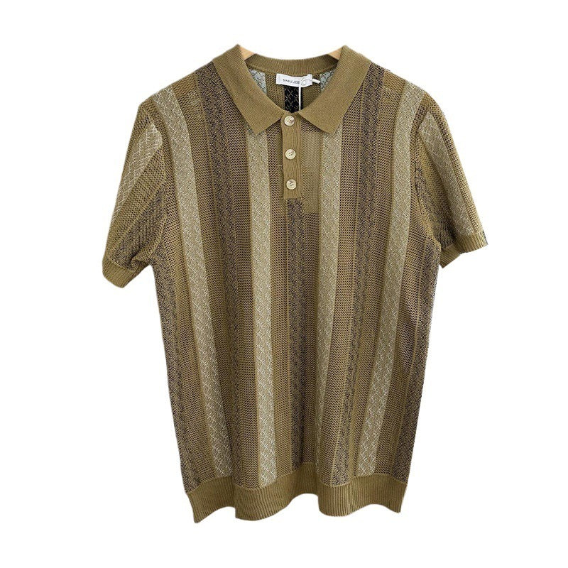Men's Jacquard Knit  Polo Shirt
