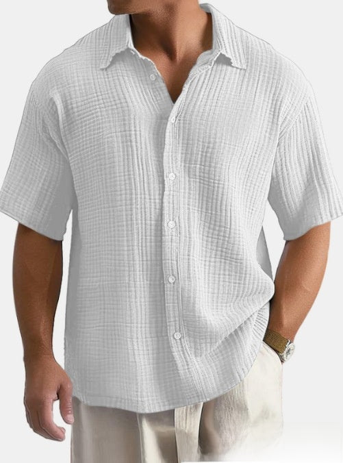 Men's Loose Fit Cotton Short Sleeve Shirt