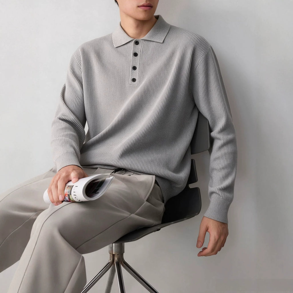 Men's Classic Polo Neck Knit Sweater