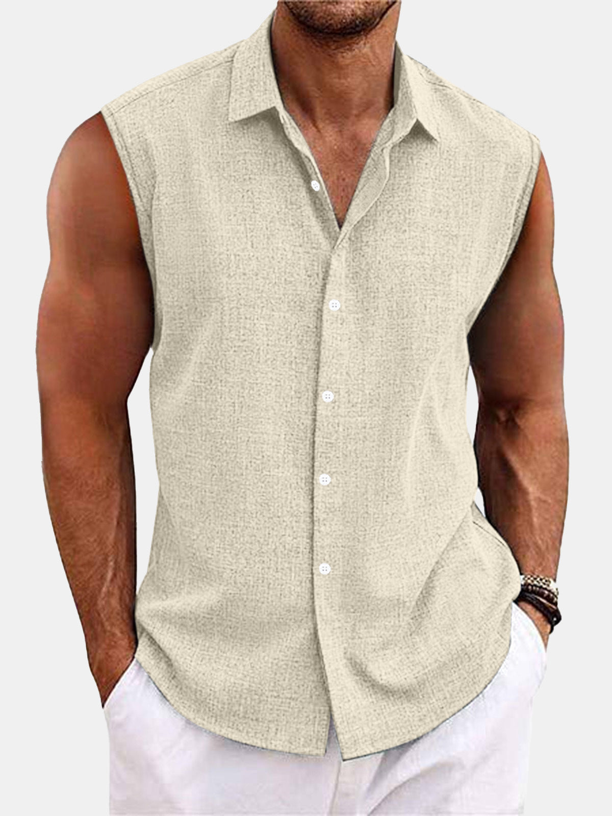 Linen Sleeveless Shirt