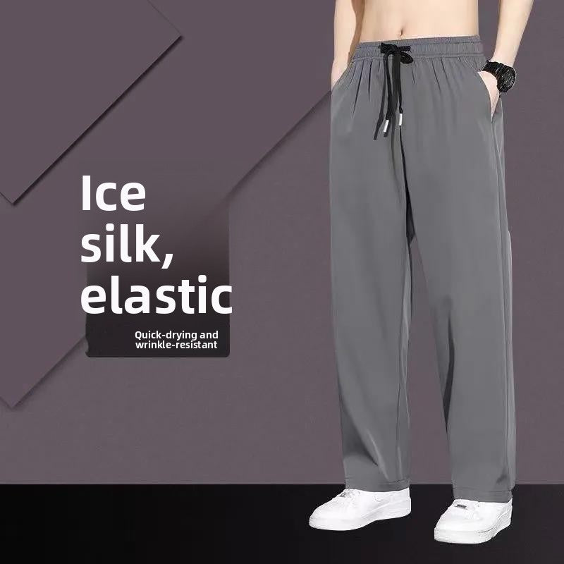 Ice Silk Straight-Leg Casual Pants