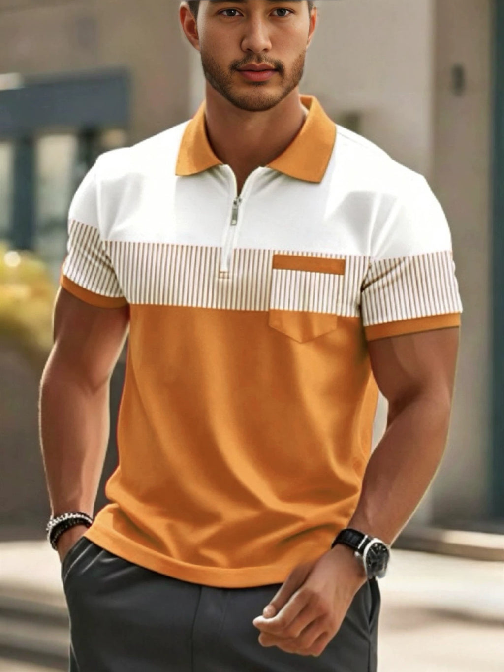 Men's Striped Polo Shirt