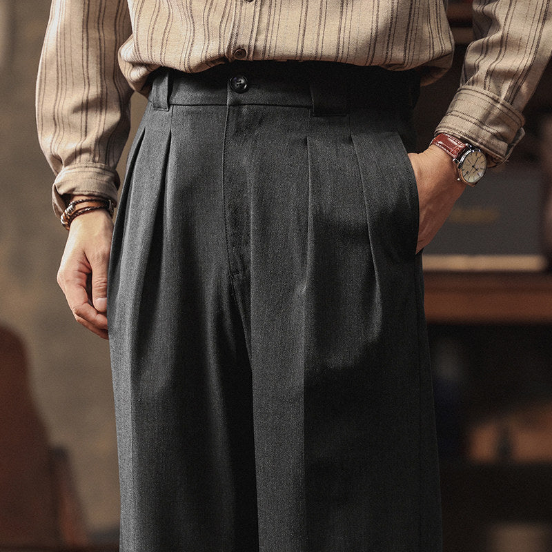 Straight Pleated Dress Pants