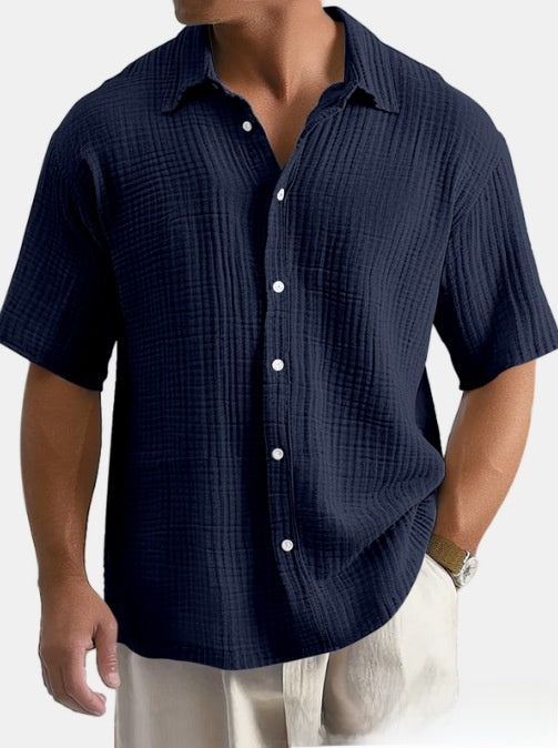 Men's Loose Fit Cotton Short Sleeve Shirt