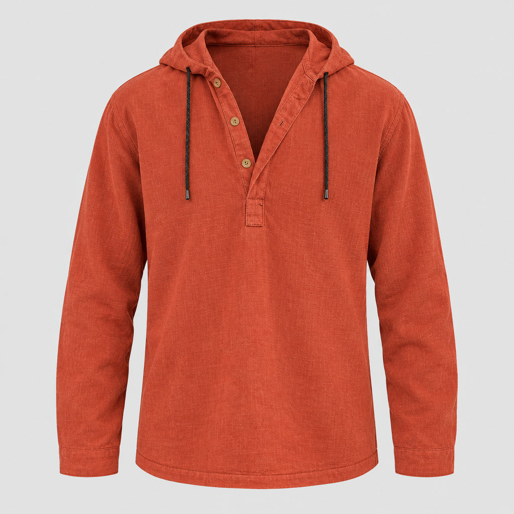Cotton Linen Hooded Shirt