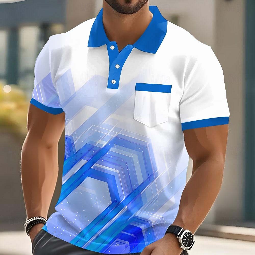 Geometric Print Men's Polo Shirt